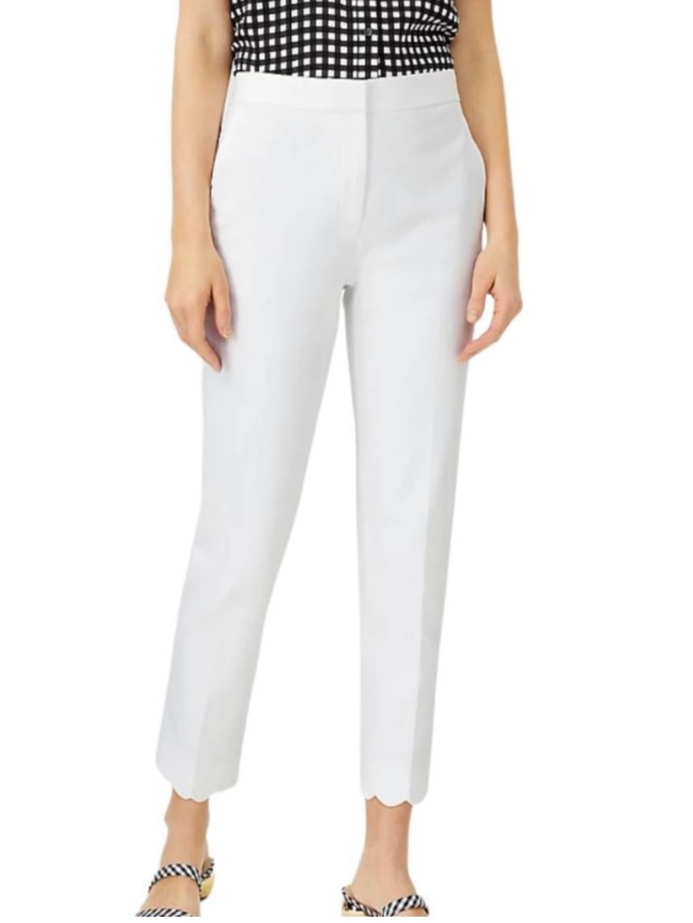 Ann Taylor White The Scallop Hem High Waist Ankle Pant Size 6